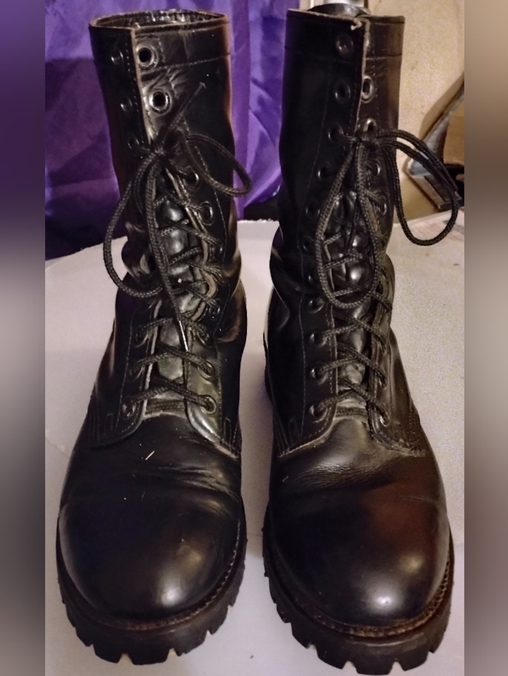 Men's Black Lace-Up Combat Boots